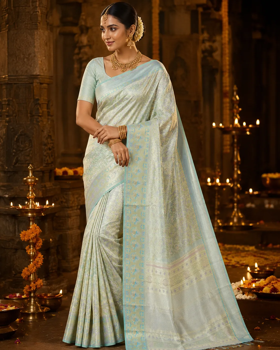 Mint Green Brocade