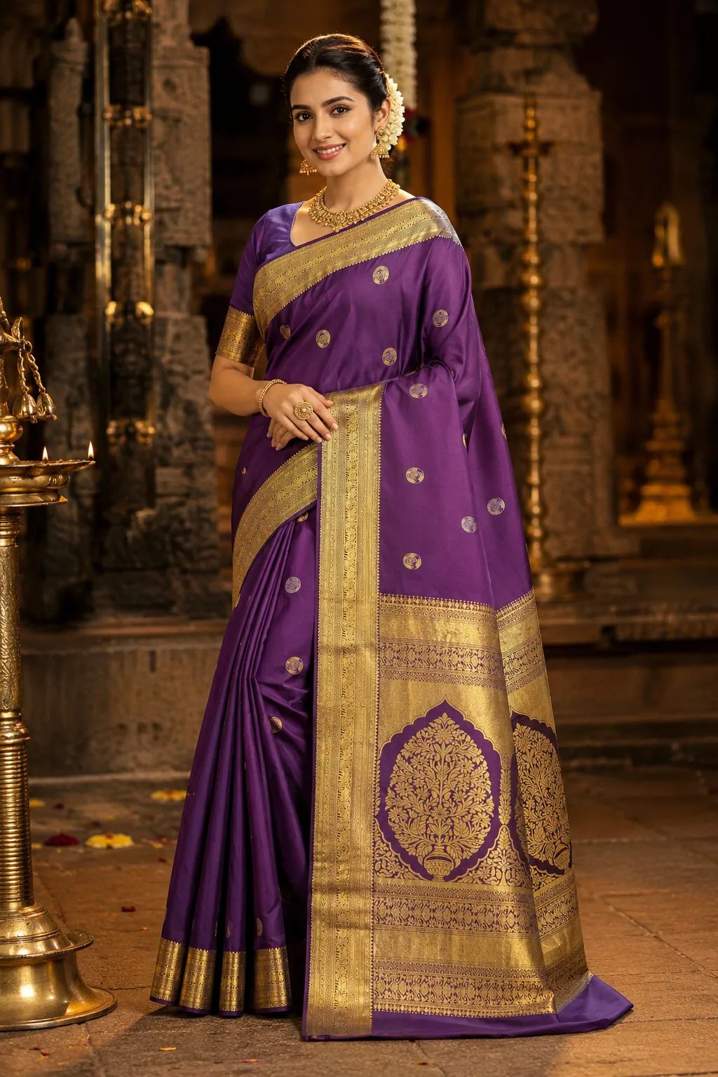 Royal Purple Butta Pure Silk Saree