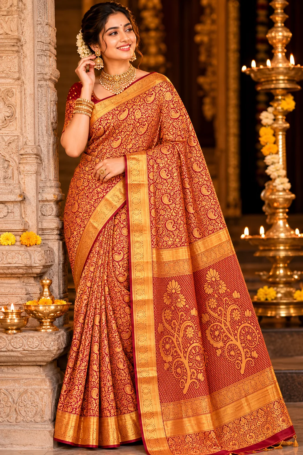 Pastel Lavender Gold Brocade Zari Pure Tissue Silk Saree