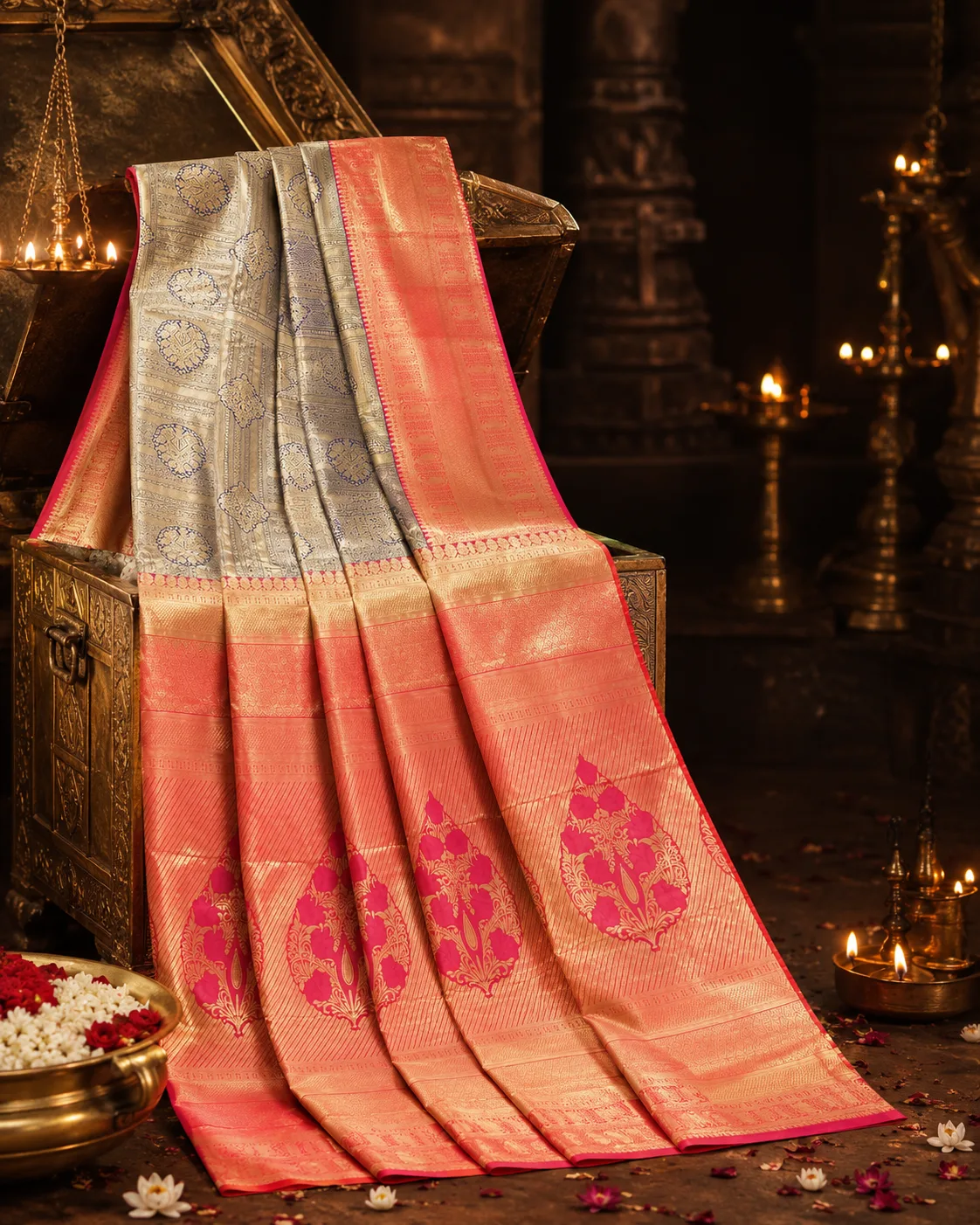 Blue Brocade Pure Kanjivaram