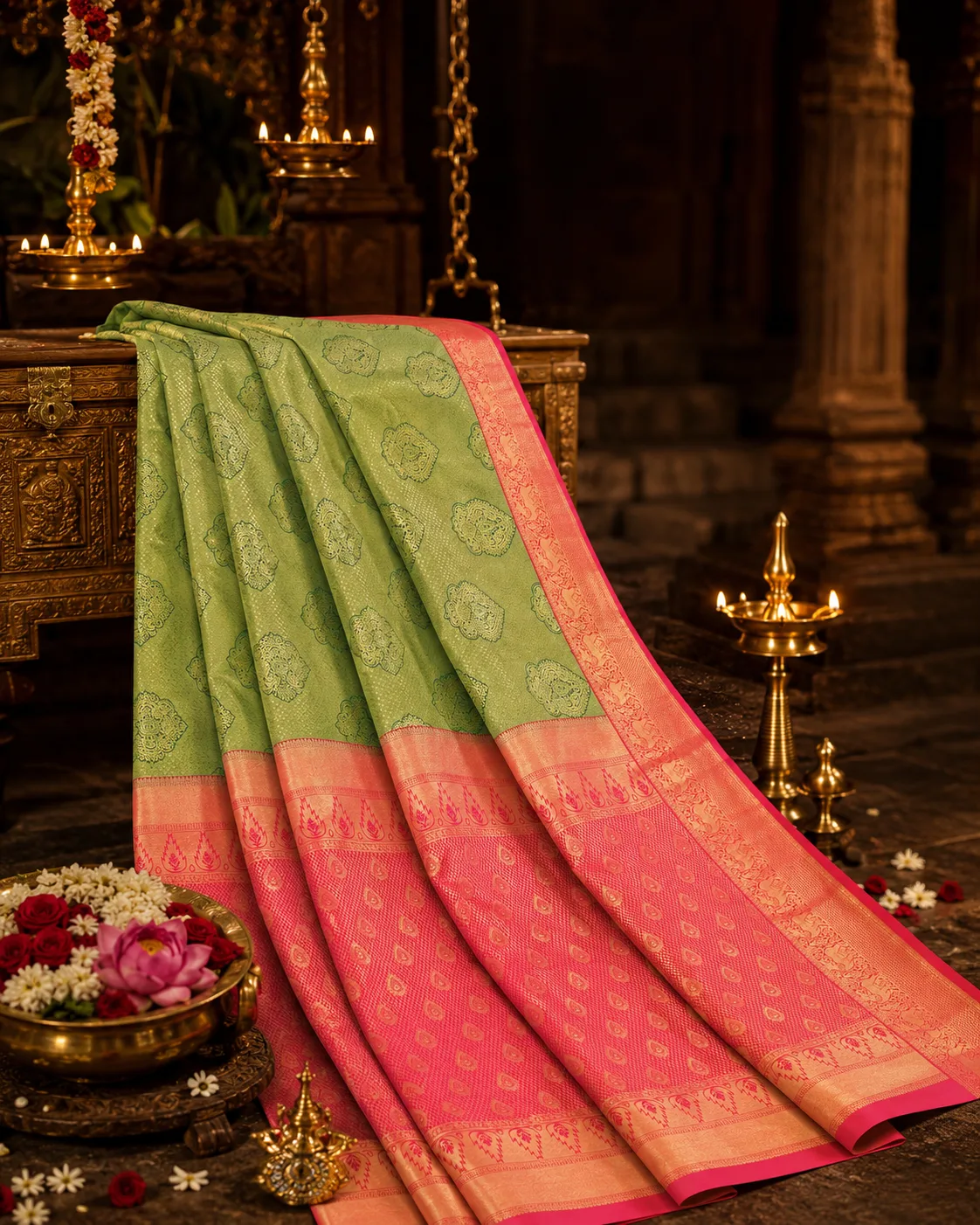 Green Brocade Pure Kanjivaram
