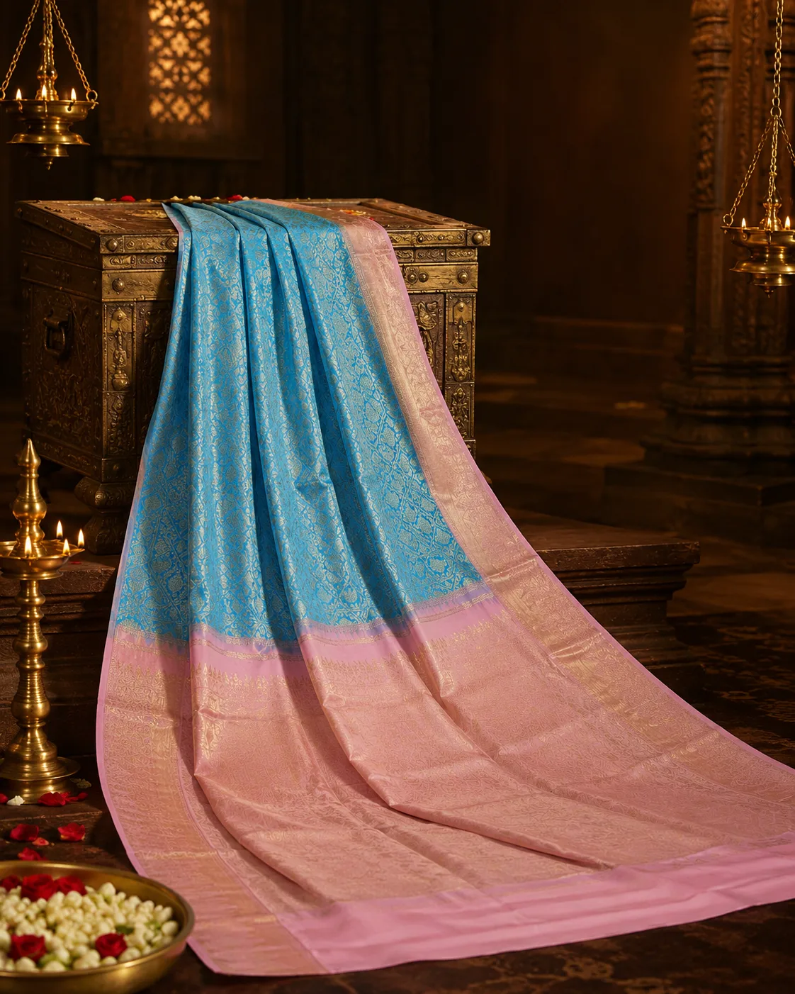 Pink Brocade Pure Kanjivaram