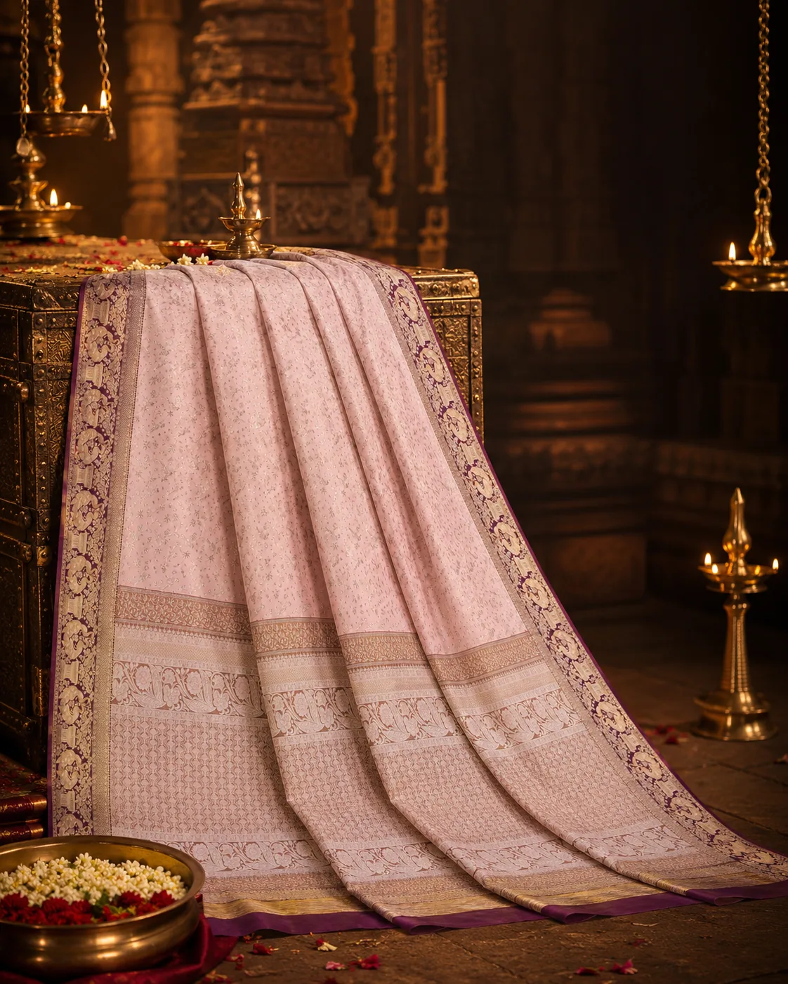 Pastel Lotus Pink Brocade