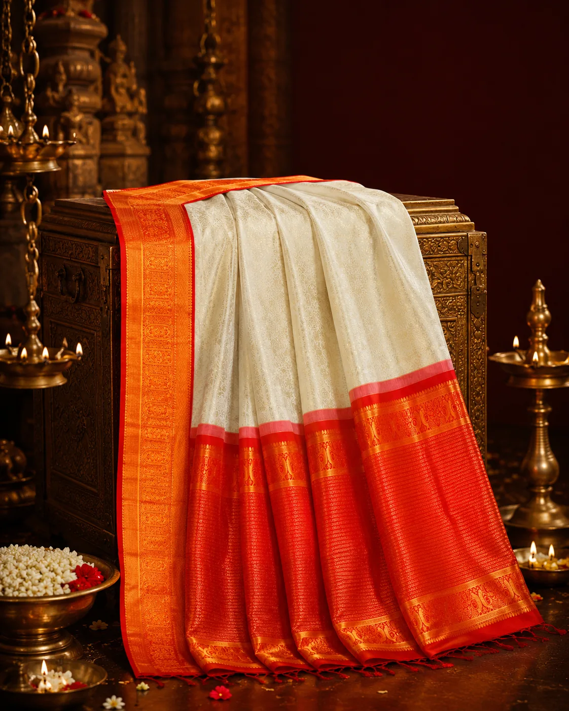 Ivory Cream Brocade